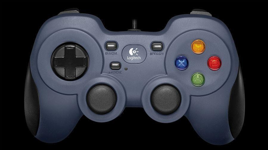 Logitech F310 Wired Gamepad, Controller Console Like Layout, 4 Switch D-Pad, 1.8-Meter Cord, PC - Grey/Blue