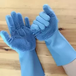 High Quality Silicone Dish Washing Kitchen Hand Gloves - Multicolor