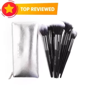 Focallure 10 Pcs Premium Makeup Brush Set with Leather Bag (FA 70)