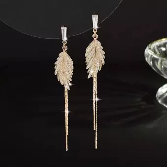 Korean Fashion Luxury Leaves Earrings for Woman Shiny Crystal Statement dangle Earrings Jewelry pendants Bronco