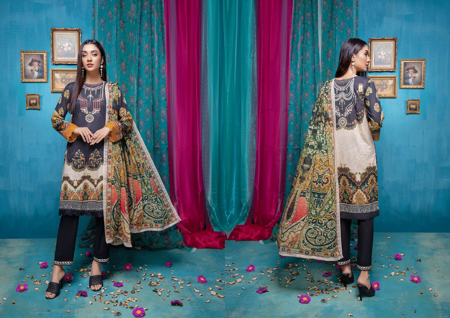 Eye Graze - Digital Printed & Embroidered Lawn 3 piece