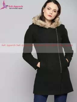 Black Solid Jacket for women