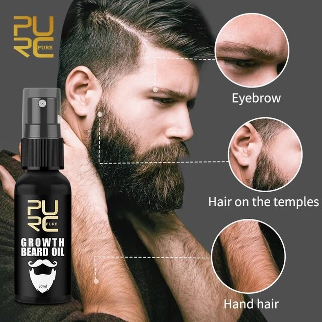 PURC Beard Growth Oil (Grow Your Beard Fast) ,Natural Beard Growth Serum Stimulates Follicles for Maximum Hair Growth