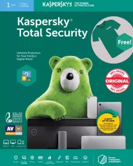 Kaspersky Total Security (1 User 1 Year License), Kaspersky- with free T-Shirt