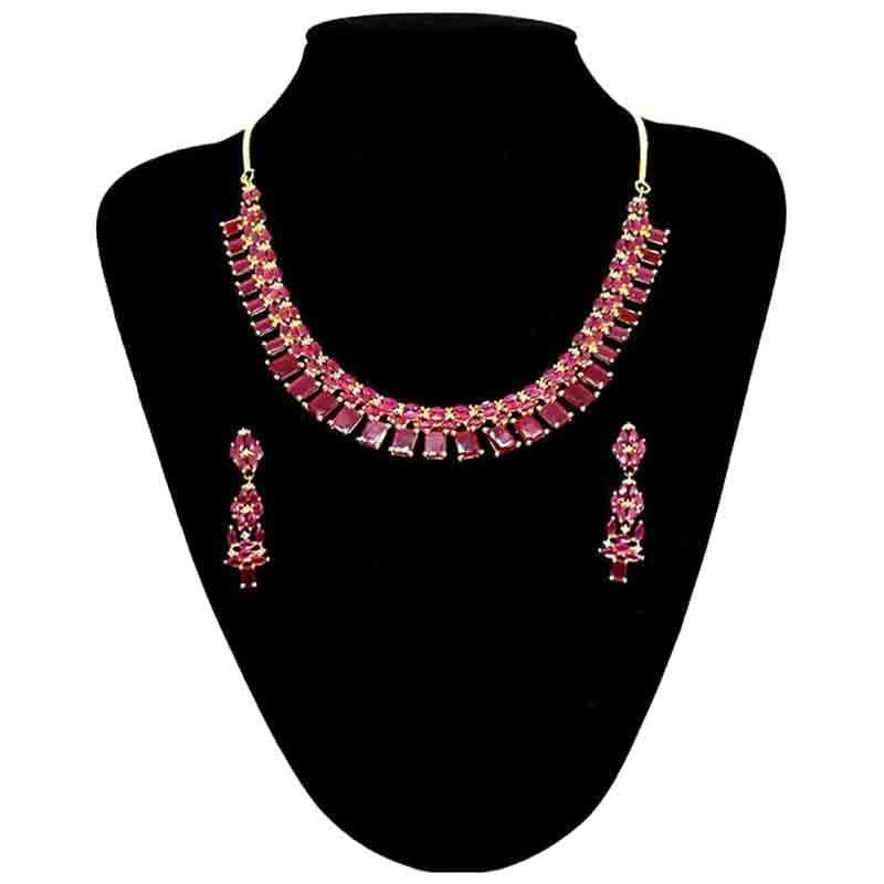 Gold Plated Ruby Jewellery Set for Women