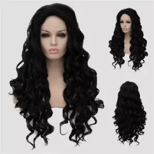 Women Black Long Curly Wig Hairpiece Cosplay Hair Wig