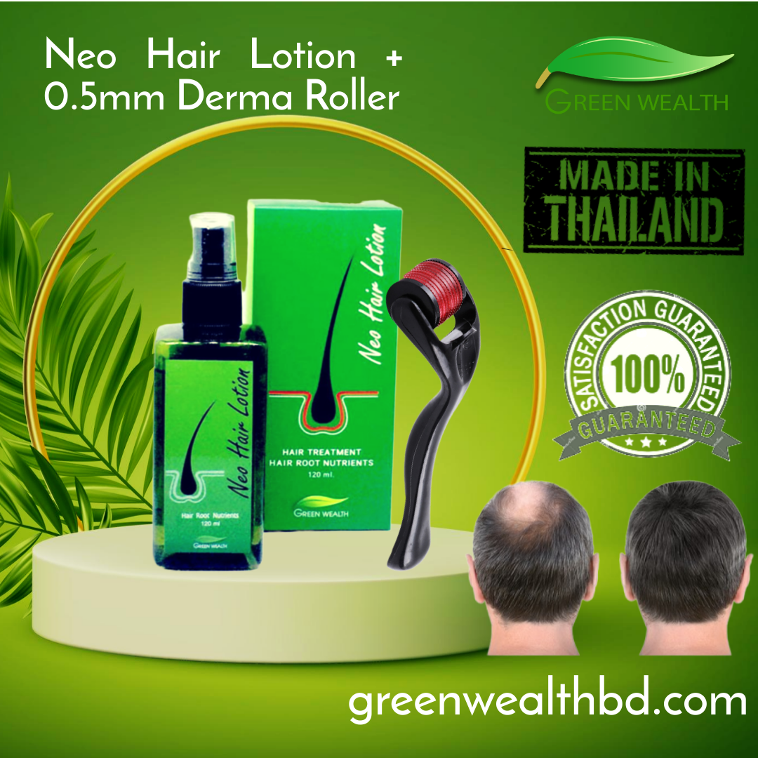 Neo Hair Lotion Plus 0.5mm Derma Roller For Advanced Hair Growth
