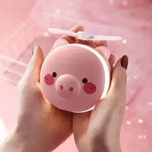 Latest design Mini LED makeup mirror with fan portable folding makeup mirror cute design with led light and small fan USB rechargeable new design celebrity's makeup Mirror