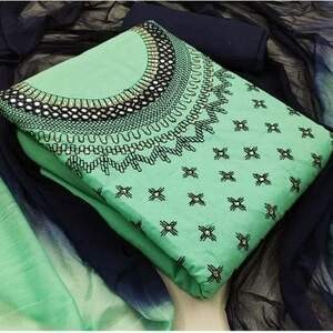 Embroidered cotton kameez with dupatta