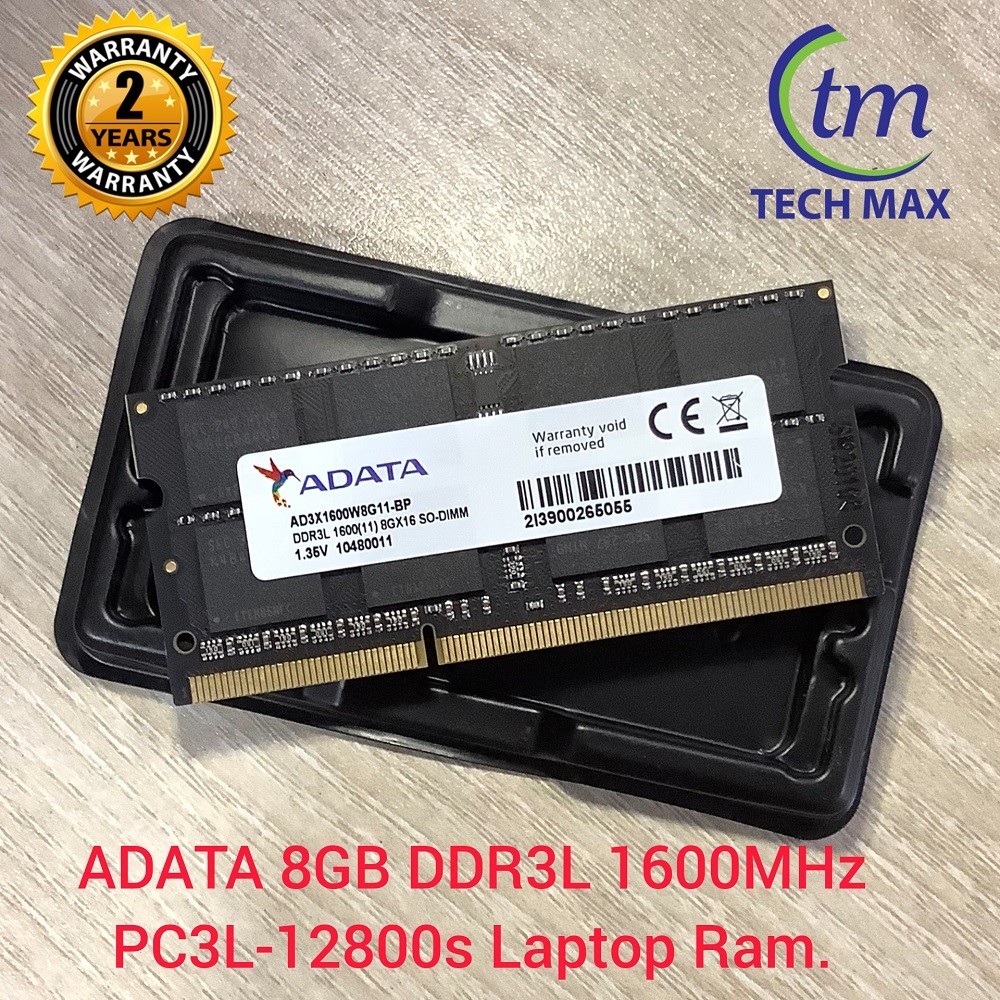 Adata 8GB DDR3L 1600Mhz/PC3L-12800s Laptop Ram Low Voltage 1.35V (2 year Warranty) Laptop Ram