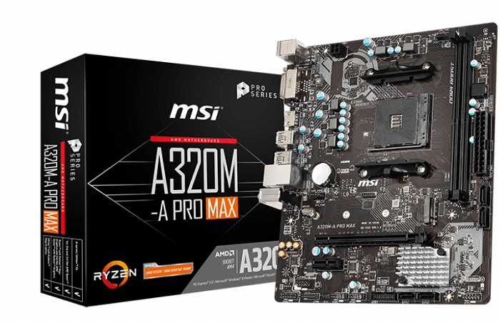 MSI A320M-A Pro Max DDR4 AMD AM4 Socket Mainboard
