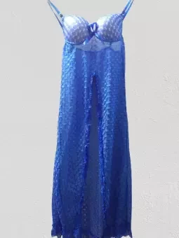 Blue Color Soft China Net Cup Nighty For Sexy Girls-1 Pcs