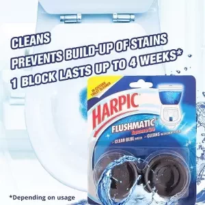 Harpic Flushmatic in-Cistern Toilet Cleaner Twin Pack (50gm X 2), Automatic Cleaning with Every Flush