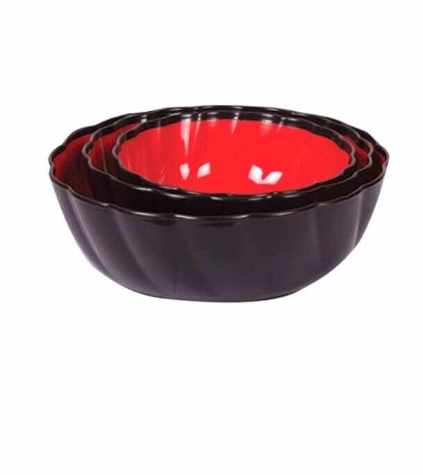 RFL Bakul Bowl 3 Pcs Set Red & Black