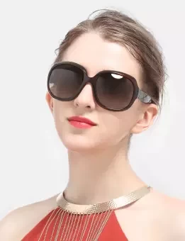 Ladies Fashion Trendy Big Round Frame Sunglass
