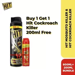 Black Hit Anti Mosquito Aerosol 800 ml + Red Hit Anti Cockroach Aerosol 200 ml (Free)