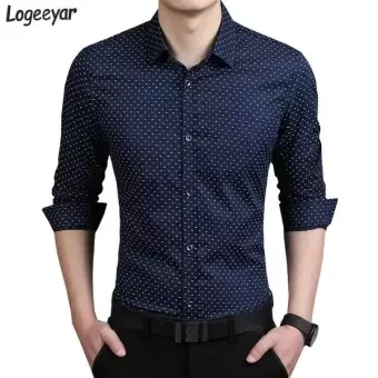 New Stylish Navy Blue Cotton Long Sleeve Formal Shirt for Men