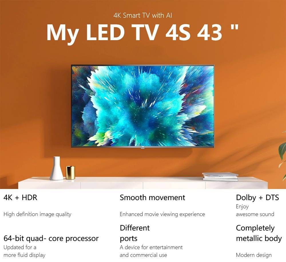 Xiaomi TV 4S 43"UHD 4K (EU-L43M5-5ASP) Netflix Version - Global Version