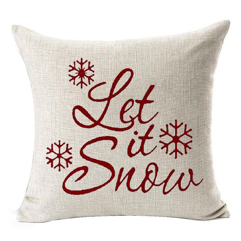 Let It Snow Beautiful Snowflakes Merry Christmas Gifts flax Throw Pillow Case Cushion Cover Home Office Living Room Decorative Square 18 X 18 inch:Beige + red