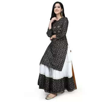 Latest & Glamour Design High Quality Printed With Dollar Work Readymade Skirt & Unstitched Kameez for Woman-12