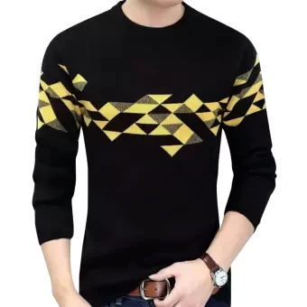 Black Cotton Full Sleeve T Shirt For Men