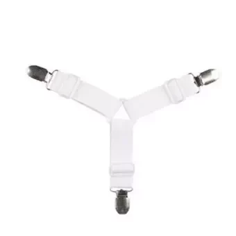 Bed Sheet Straps Fasteners: 2-Set White Triple-cornered Adjustable Fitted Sheets Holder Clips Suspenders Grippers