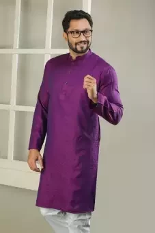 Stylish Cotton Semi Long Panjabi for Men--perpel