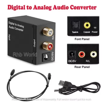 Optical Coaxial Toslink Digital to Analog Audio Converter Adapter RCA L/R 3.5mm