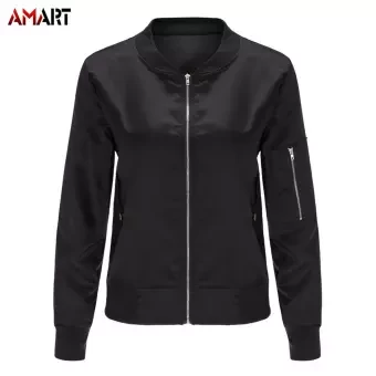 Fashion Women Thin Long Sleeve Casual Stand Collar Slim Fit Bomber Jacket Spring Autumn Coat