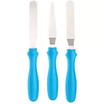 3 Pcs Set Stainless Steel Butter Cake Cream Knife Smoother Spatula Fondant Pastry Tool