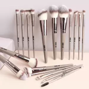 MAANGE 18Pcs Cosmetics Foundation Blending Blush Face Powder Eyeliner Lip Makeup Brushes Set Beauty Tool Kit Brown Color