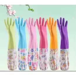 High Quality Silicone Dish Washing Kitchen Hand Gloves (Multicolor)