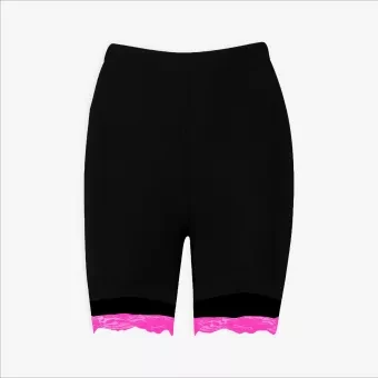 Womens Lace Trim Plain Gym Active Tights Short Pants Biker Cycling Shorts