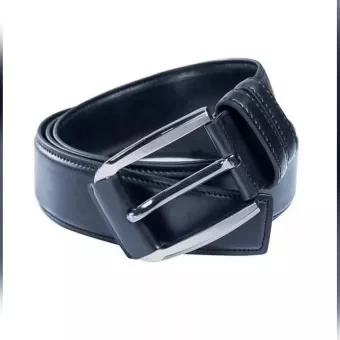 Black artificial leather belt for men